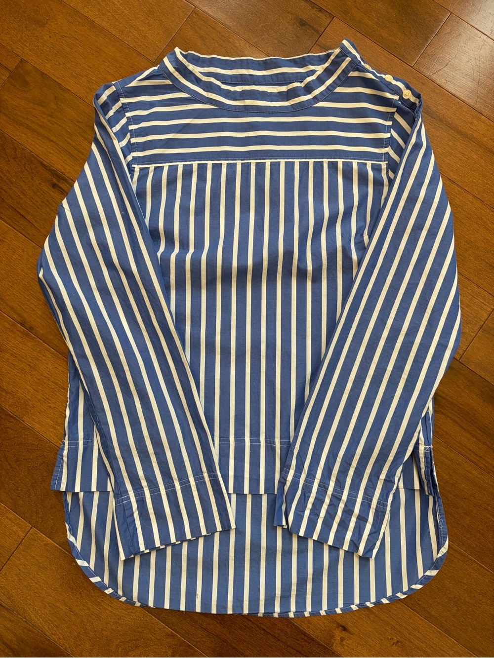 J. Crew Navy and White Striped Long-Sleeve Blouse